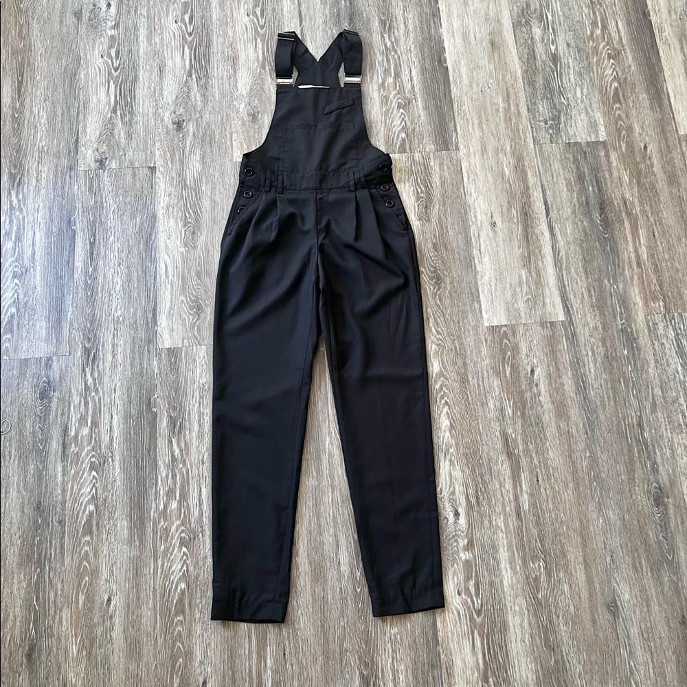 Thistlepearl Gray Bib Overalls Size XS Sleeveless Jumpsuit Pleated Dark Wash